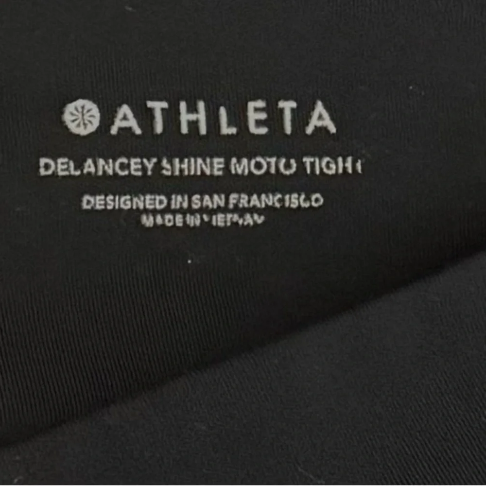 Athleta Delaney Shine Moto Tights Size Medium Petite Skinny Ankle Zips Black - Picture 7 of 9